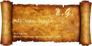 Mátyus Gyula névjegykártya