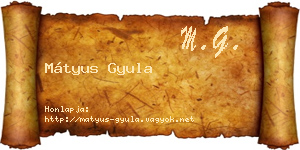 Mátyus Gyula névjegykártya